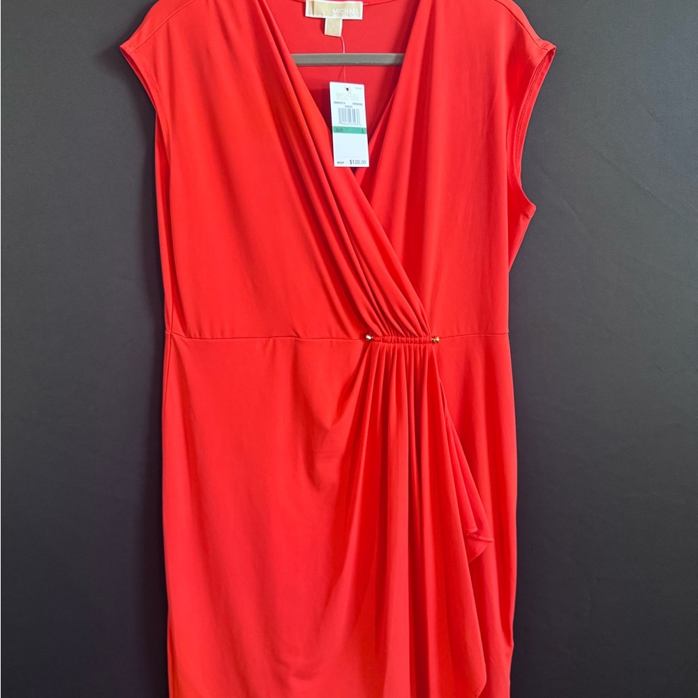 Michael Kors Grenadine Faux-Wrap Sheath Dress sz large